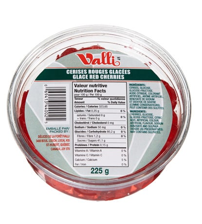 cerises rouges confites
