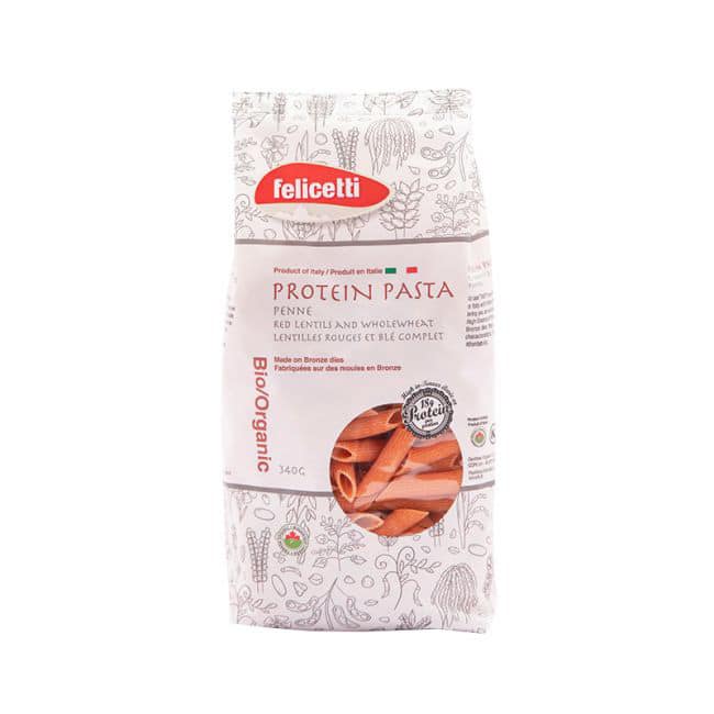 penne protein pasta lentilles rouge blÉ complet bio